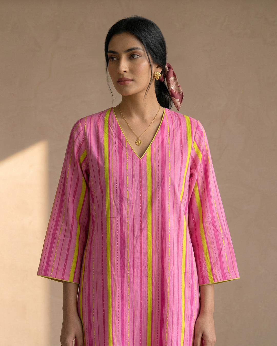 Pink Sun Stripe Kurta set