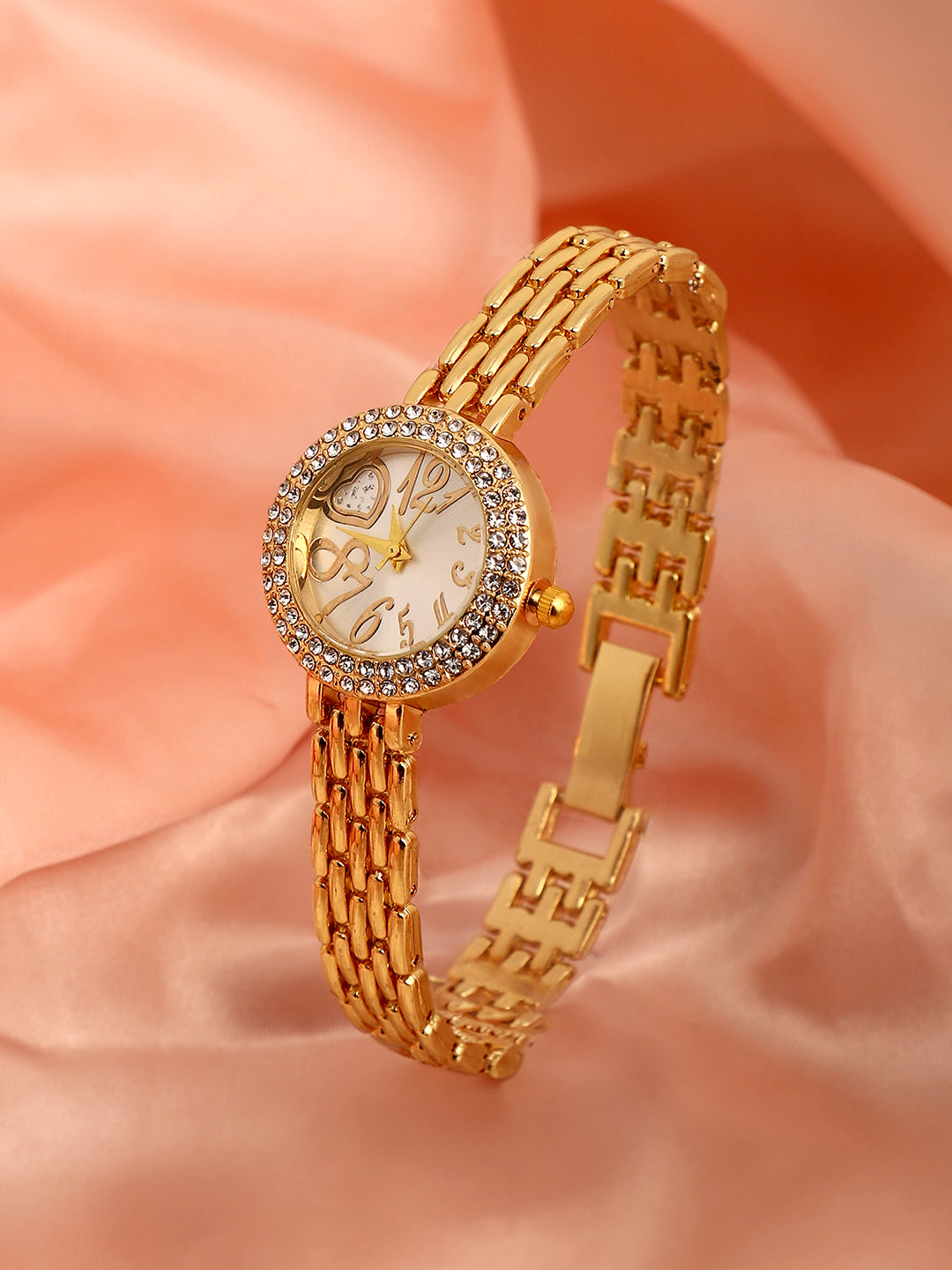 The Embellished Beads Of Rice Round Watch - California Gold