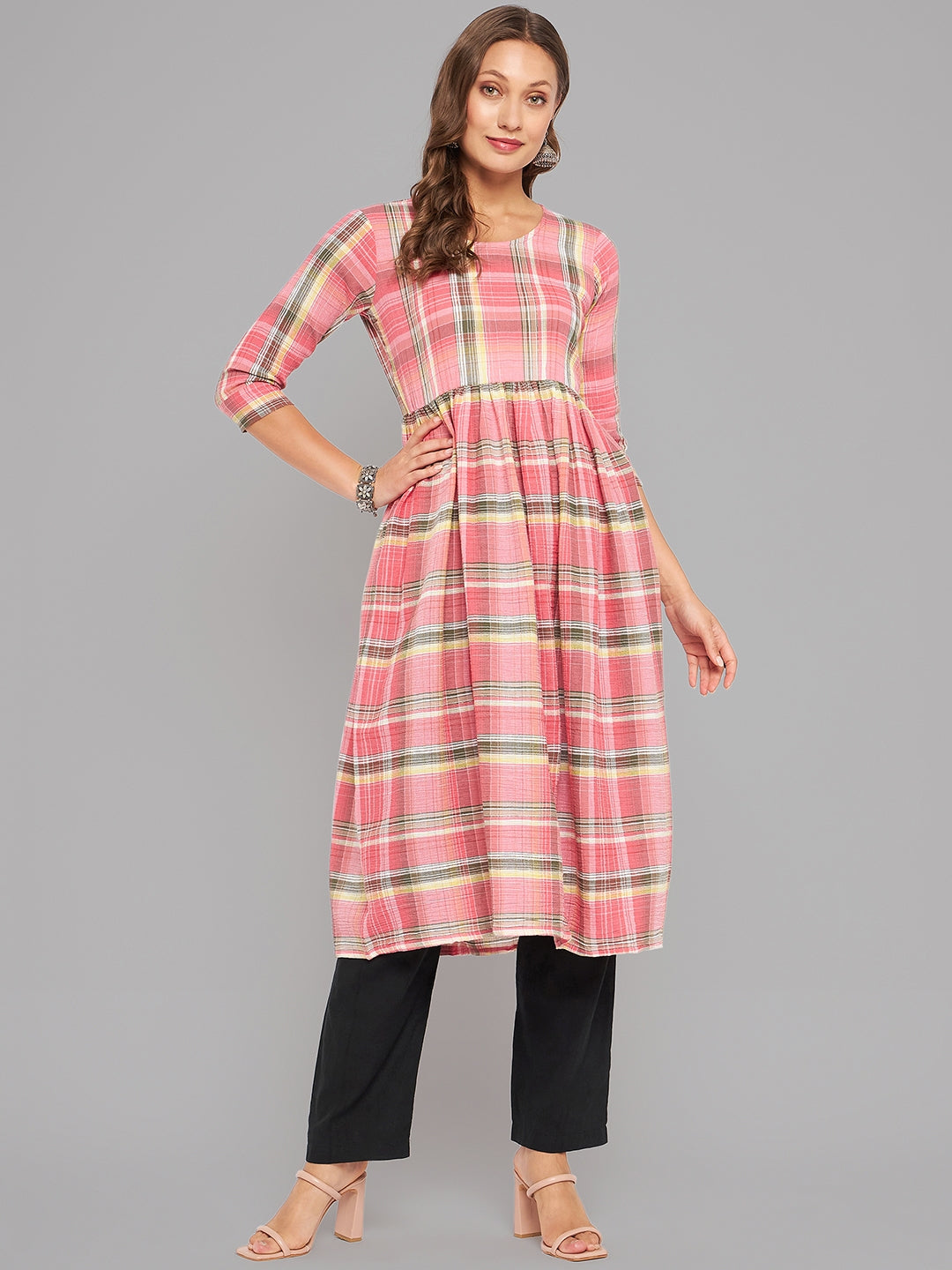 Women Multicolor High Twist Anarkali Kurta Krya