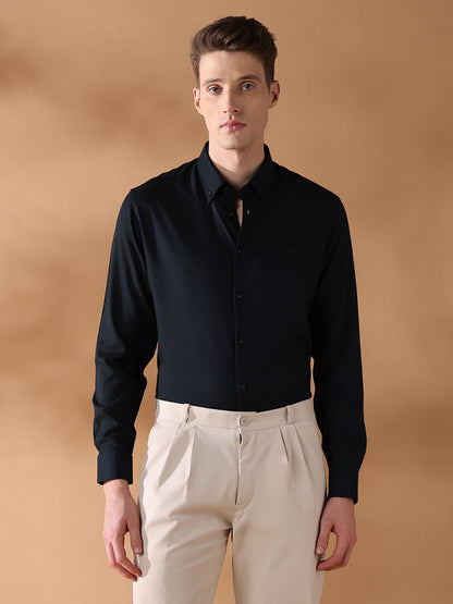 Black Regular Fit Solid Formal Shirt for Men (CROCE)