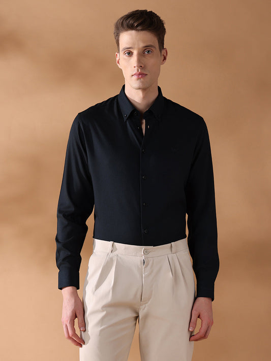 Black Regular Fit Solid Formal Shirt for Men (CROCE)