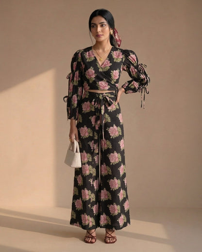 Black Floral Cotton Co-ords