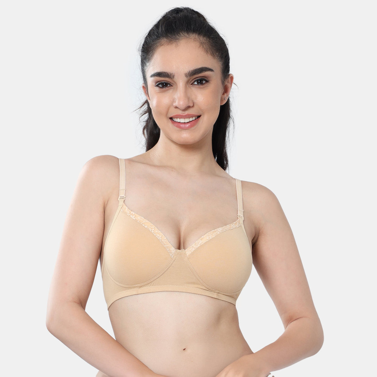 Envie Padded Non-Wired 3/4th Coverage T-Shirt Lace Bra