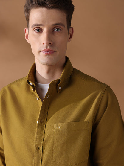 Mustard Regular Fit Solid Casual Shirt for Men (AUREO)