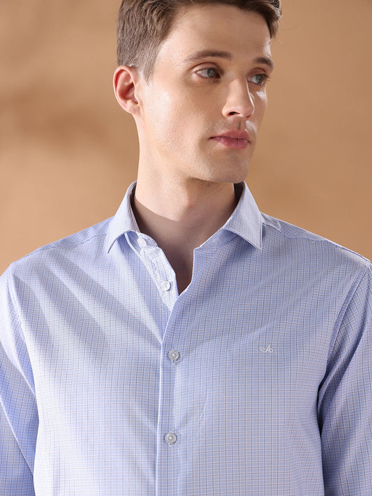 Blue Regular Fit Checked Formal Shirt for Men (CARLA)