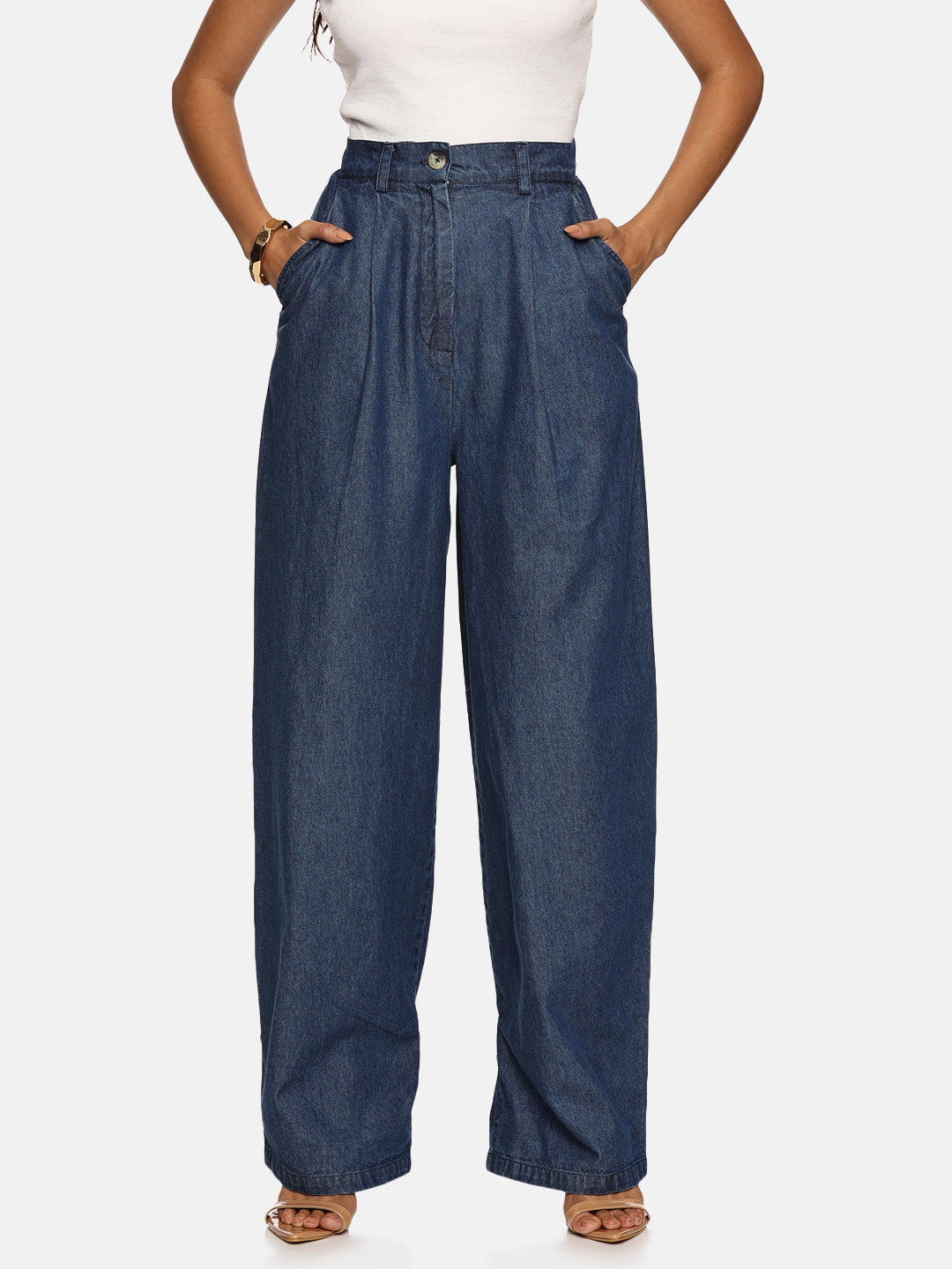 IS.U Light Blue Barrel Fit Pant