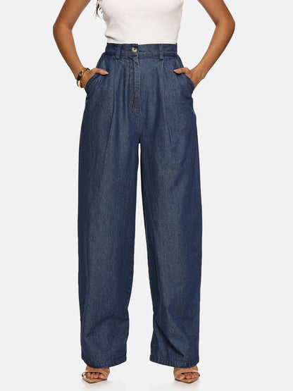 IS.U Light Blue Barrel Fit Pant
