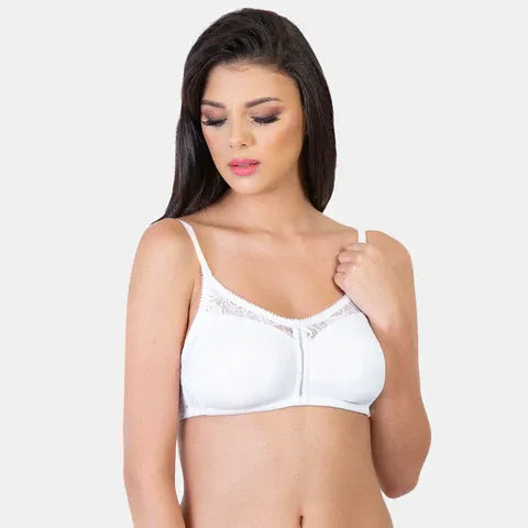 Envie white non padded non wired full coverage minimiser lace bra for everyday comfort