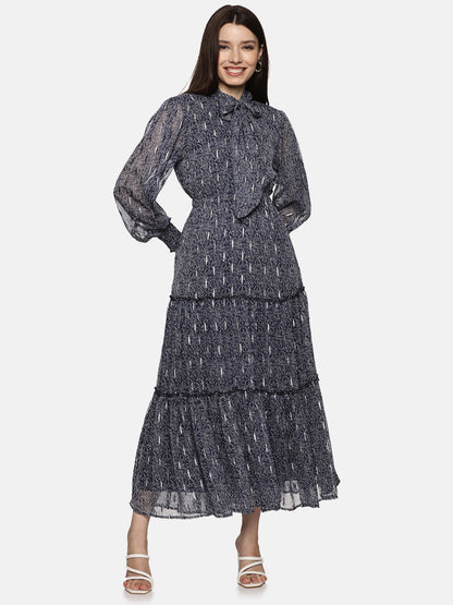 IS.U Floral Blue  Necktie Dress