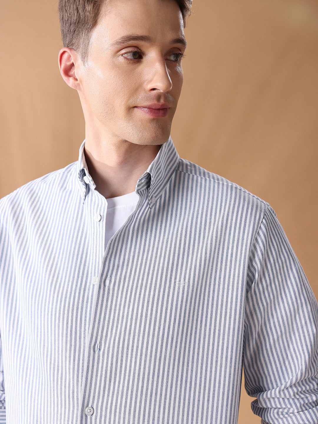 Blue Regular Fit Striped Casual Shirt for Men (AVINO)