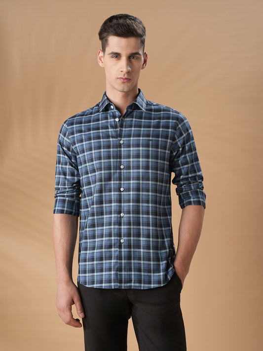 Blue Slim Fit Casual Cotton Shirt for men (FAZIO)