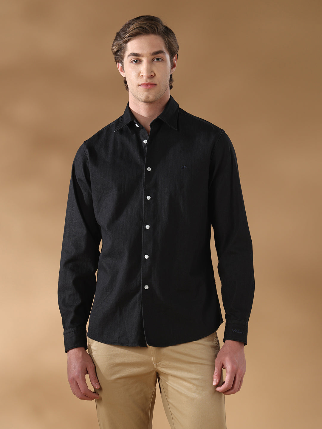 Black Regular Fit Casual Denim Shirt for men (LIRRA)