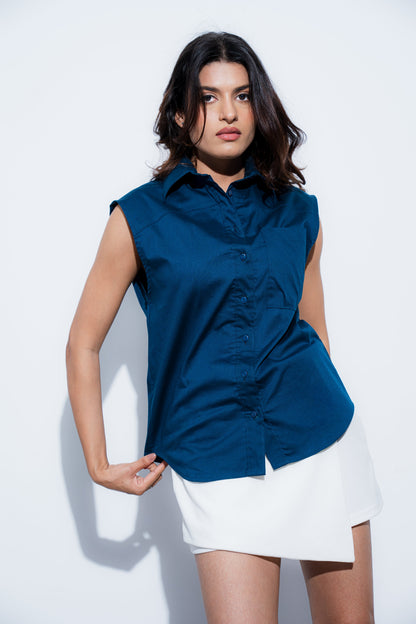 Sleeveless Poplin Shirt