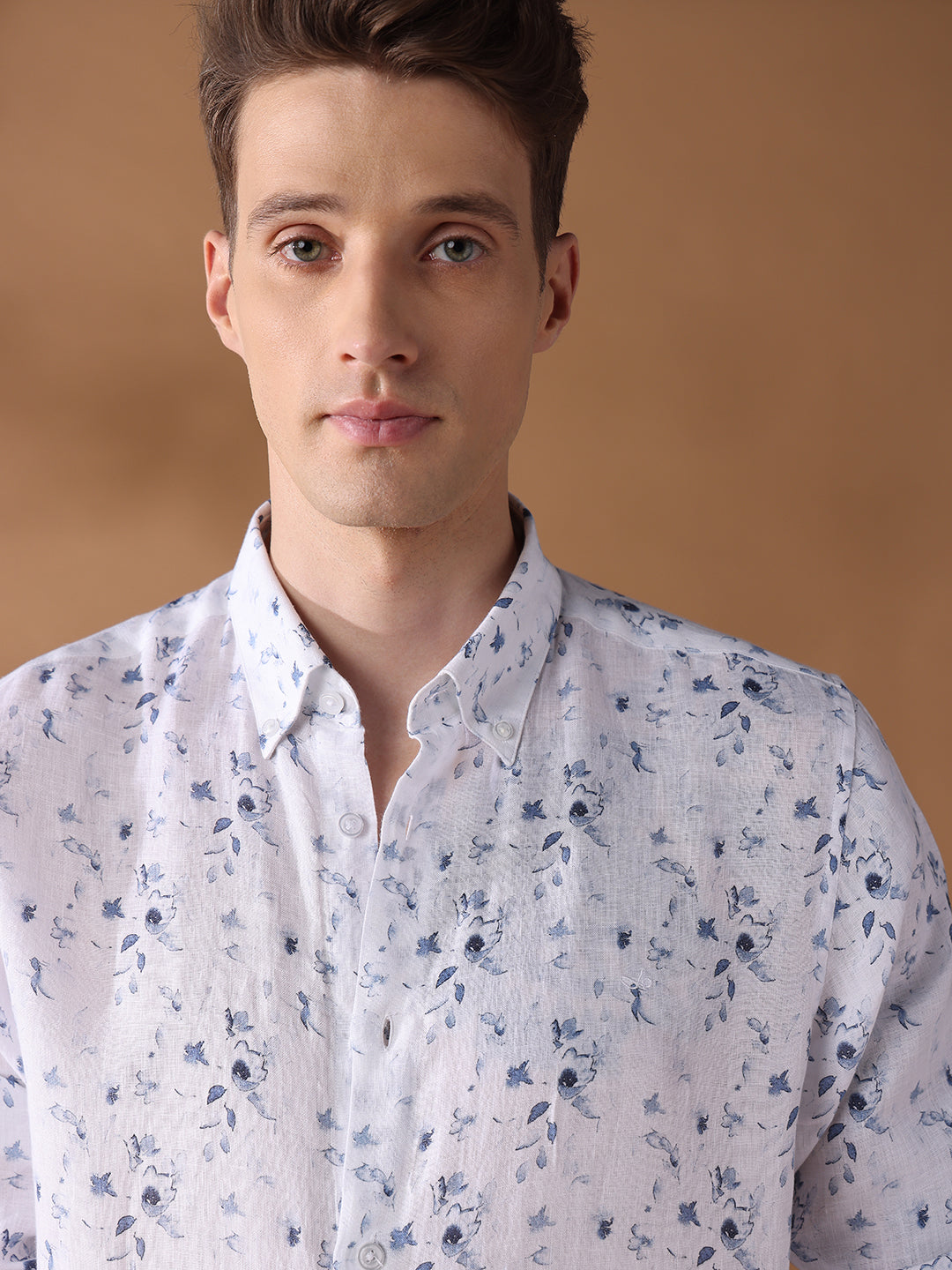 Navy Regular Fit Printed Casual Shirt for Men (LION)
