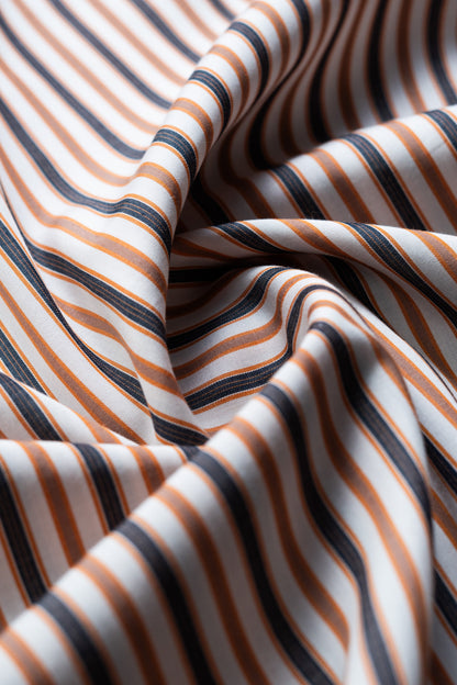 Brown Regular Fit Striped Casual Lyocell Shirt for Men (LOWAN)