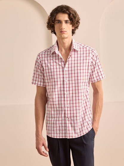 Pink Regular Fit Checked Casual Cotton Shirt for Men (AMATO)