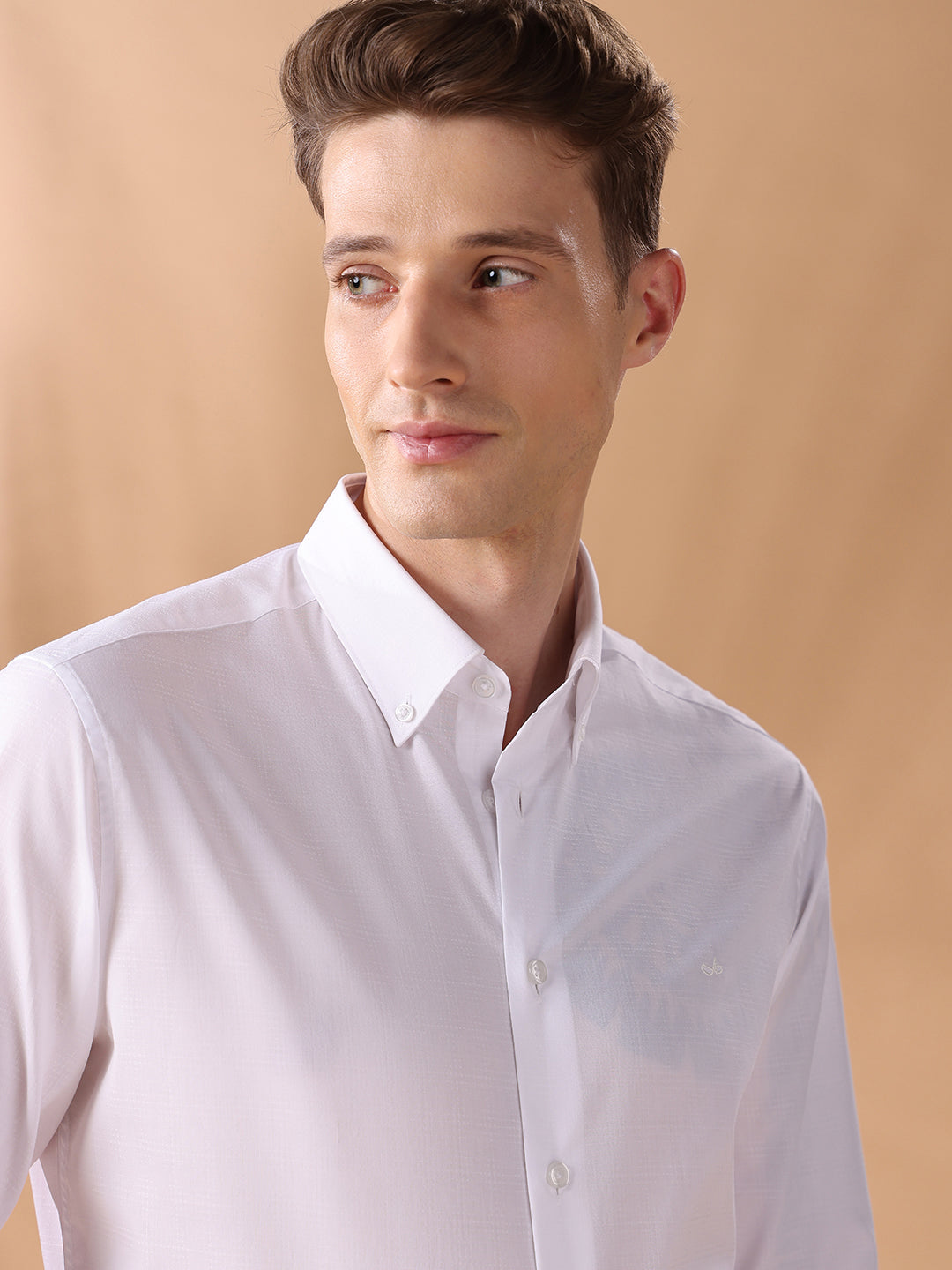 White Regular Fit Checked Formal Shirt for Men (CASSA)