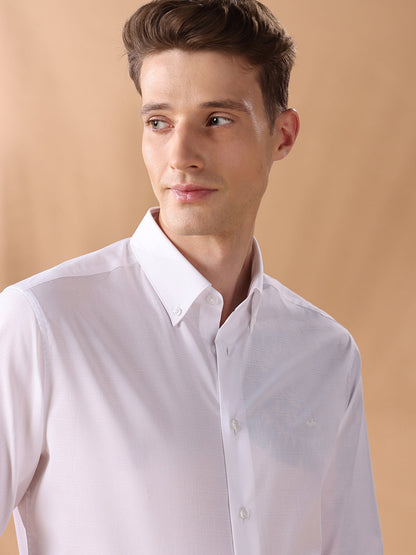 White Regular Fit Checked Formal Shirt for Men (CASSA)