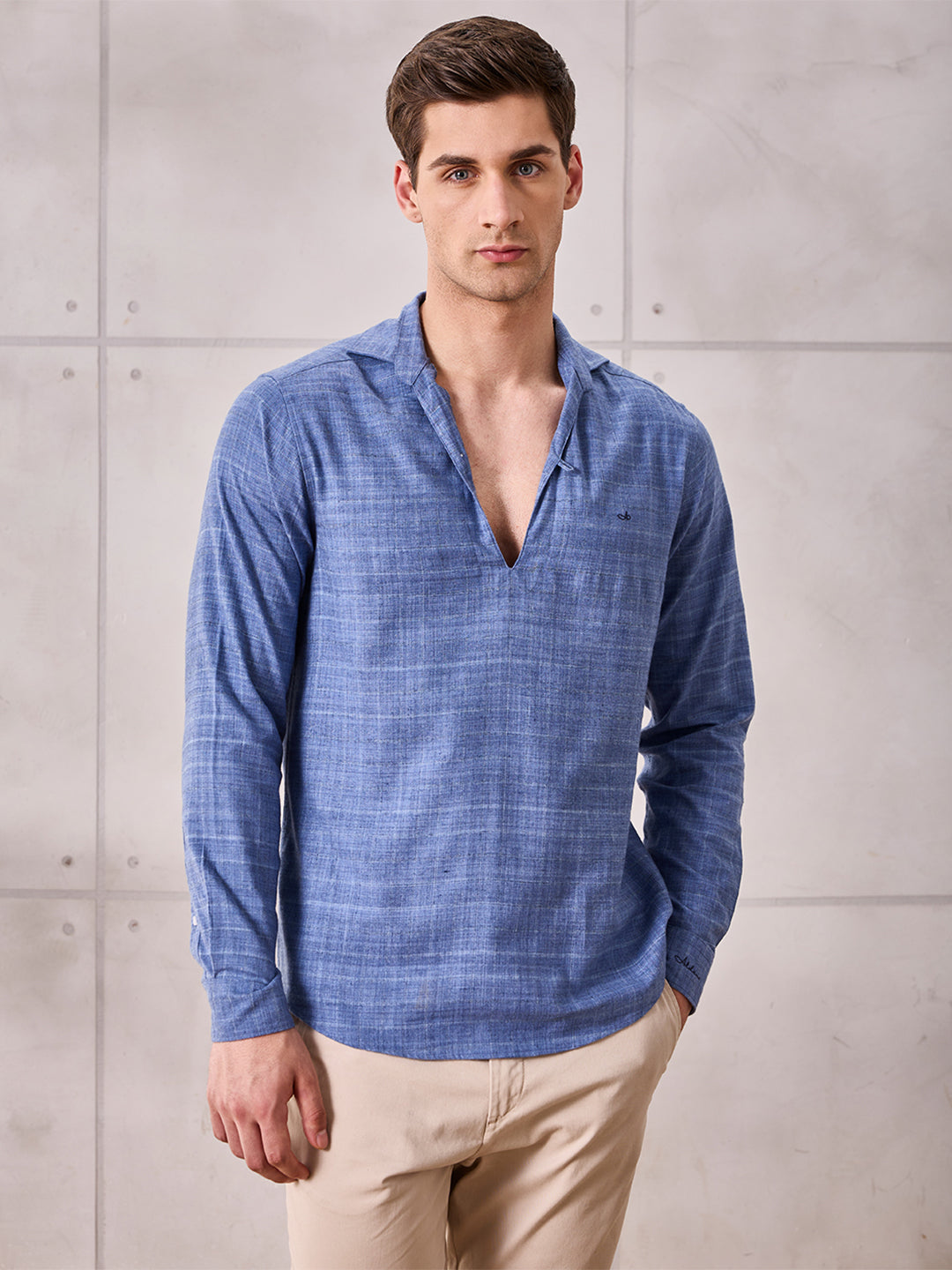 Regular Fit Cotton Blue Casual Shirt for Men (CERNO)