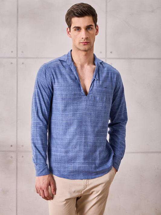 Regular Fit Cotton Blue Casual Shirt for Men (CERNO)
