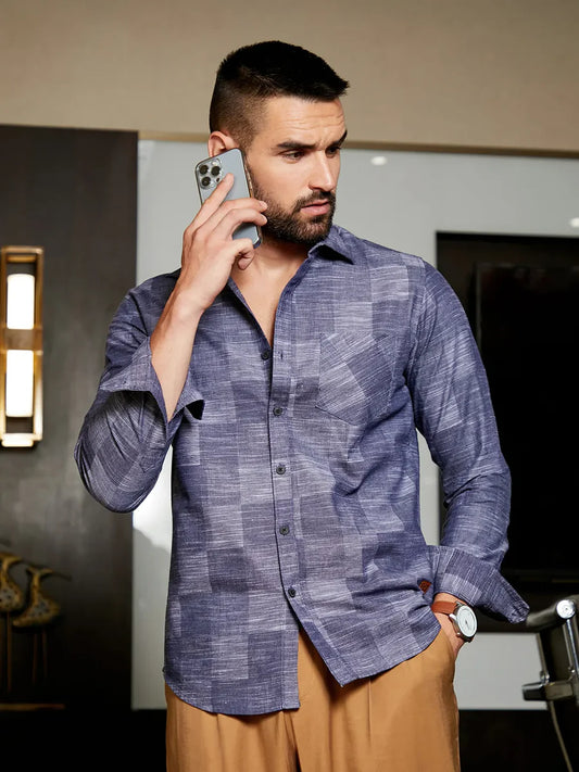 Heathered Denim Check Shirt