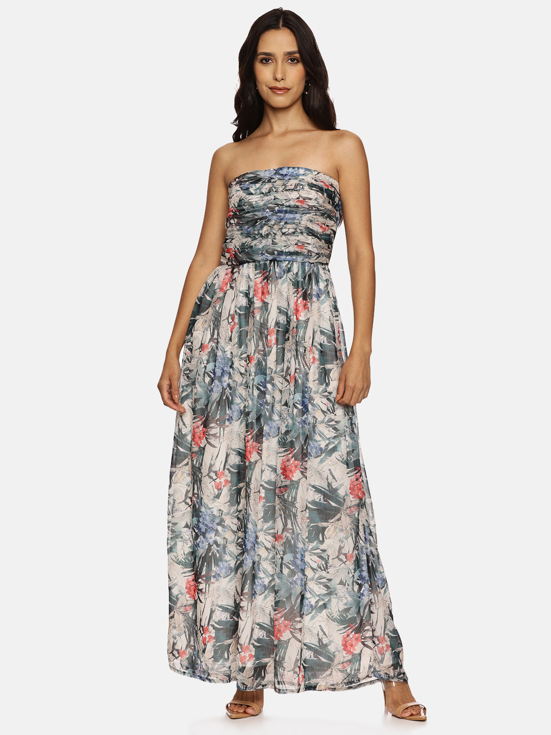 Floral print maxi dress for ladies
