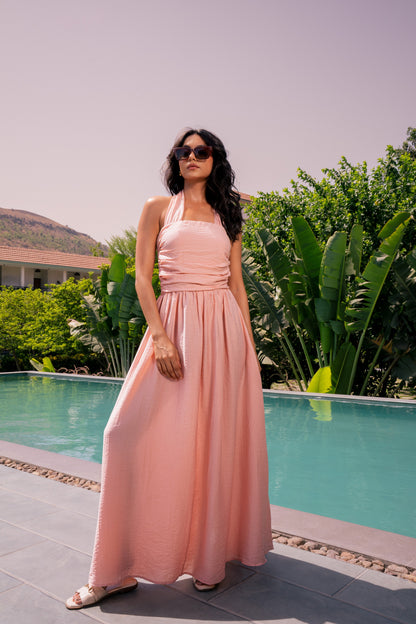 Pleated Halter Maxi