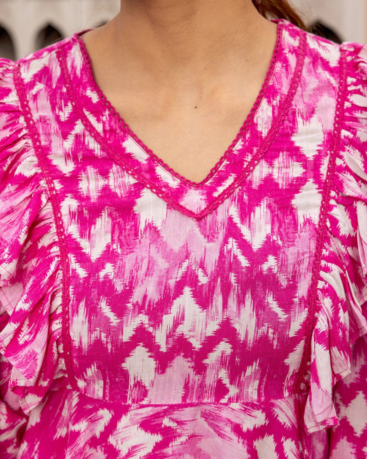 Magenta Pink Ikat Top