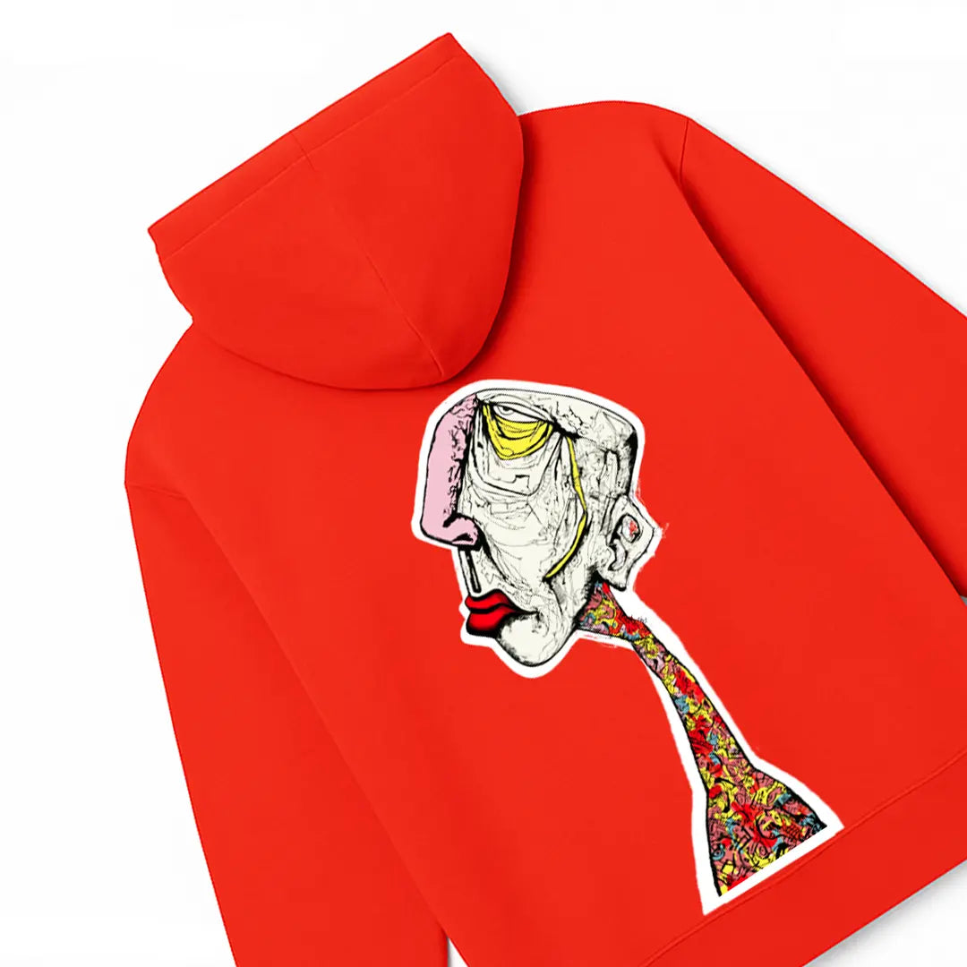 Enigma Gaze Printed Red Hoodie FLYAF