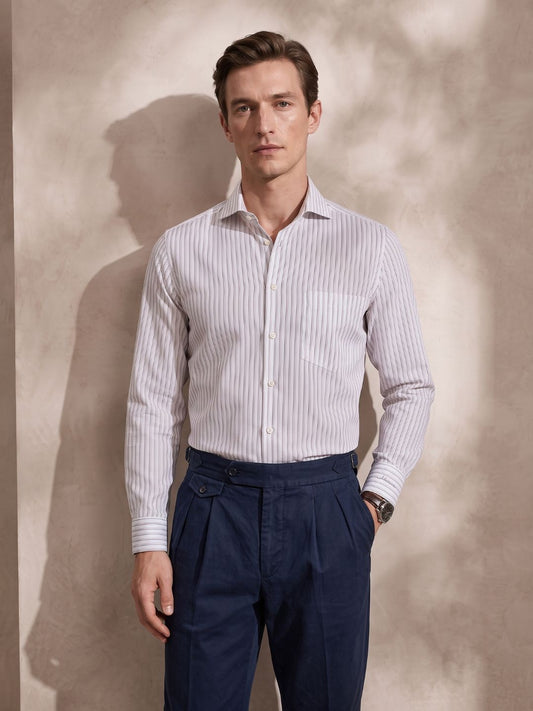 Slim Fit White Cotton Formal Shirt for Men (JAXON)