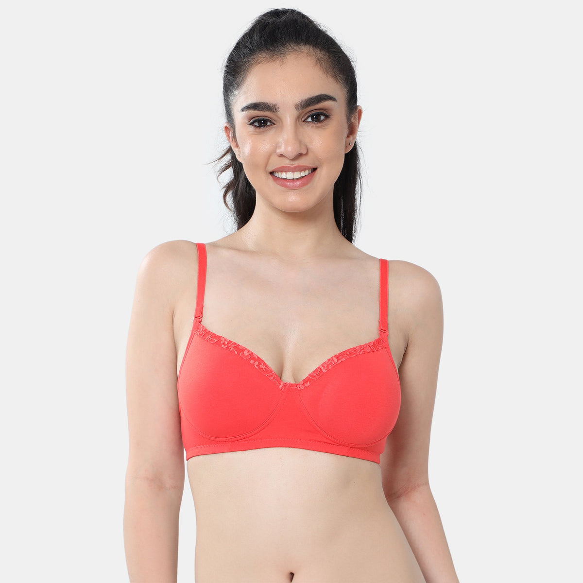 Envie Padded Non-Wired 3/4th Coverage T-Shirt Lace Bra