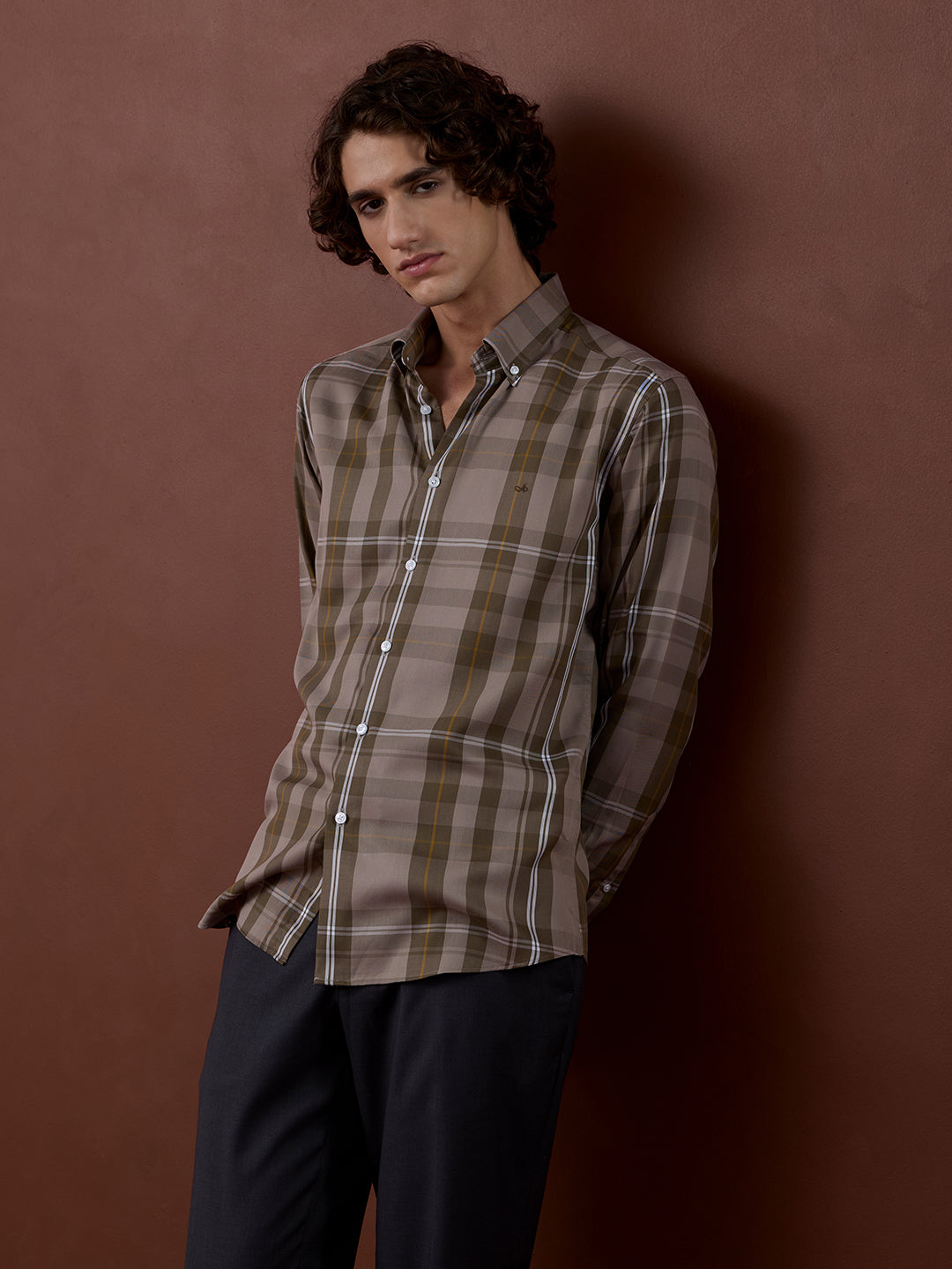 Brown Regular Fit Checked Casual Other Shirt for Men (LUJAN)