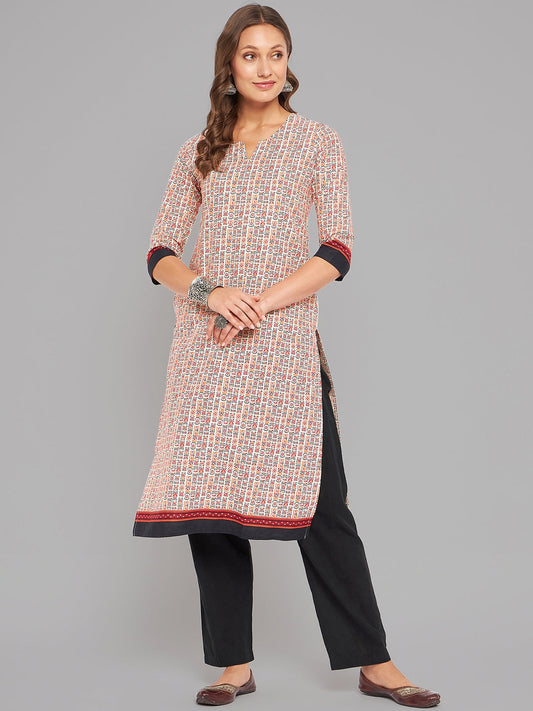 Women Multicolor Printed Straight Kurta