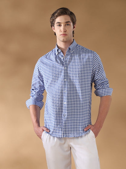Blue Regular Fit Casual Cotton Shirt for men (CAXEN)