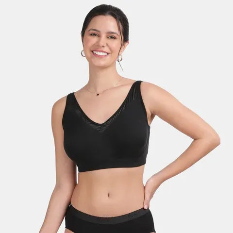 Envie non padded non wired full coverage t shirt bra NVB1056 black seamless smooth everyday comfort bra for women