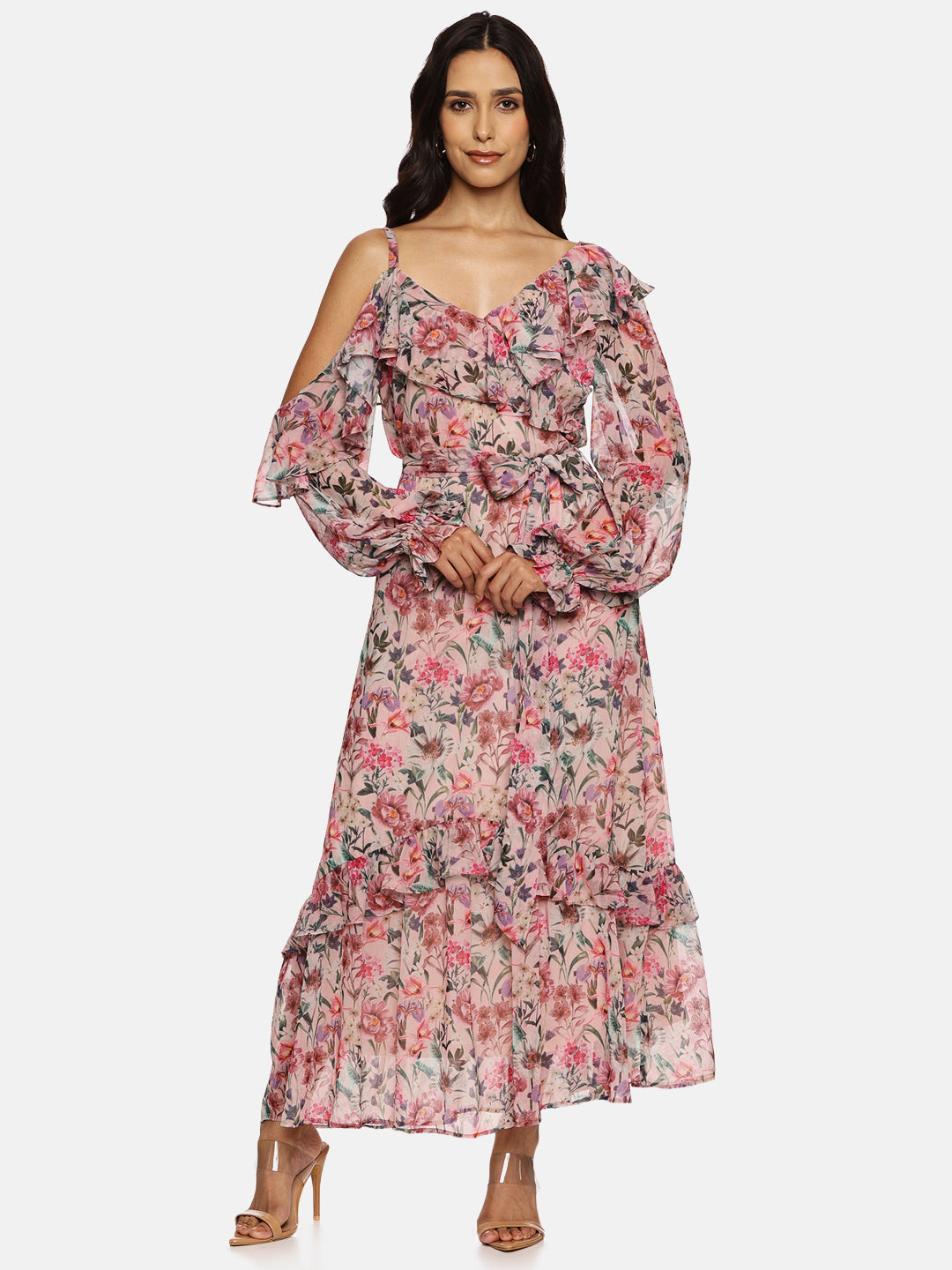 IS.U Multicolor Cold Shoulder Dress