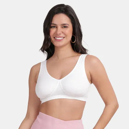 Non padded non wired sleeping bra Envie NVB1022 white full coverage gentle support sleep bra
