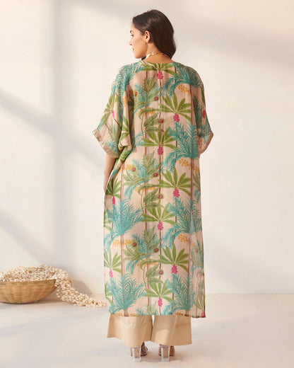 Off White Foliage Print kurta set Set