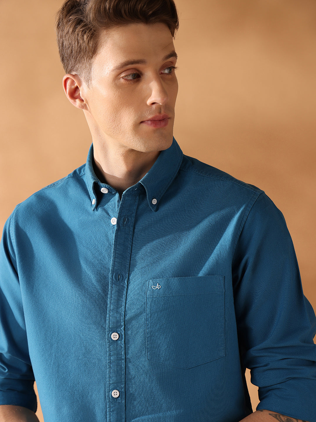 Teal Regular Fit Solid Casual Shirt for Men (BENAR)