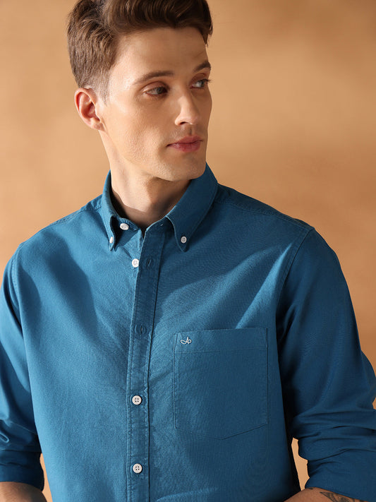 Teal Regular Fit Solid Casual Shirt for Men (BENAR)