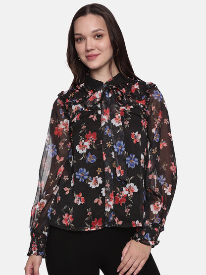 IS.U Floral Black Skirt and Top Co-ord set