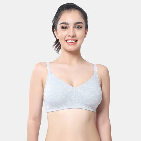 Grey melange t shirt bra Envie non wired non padded full coverage seamless bra invisible under clothes daily wear