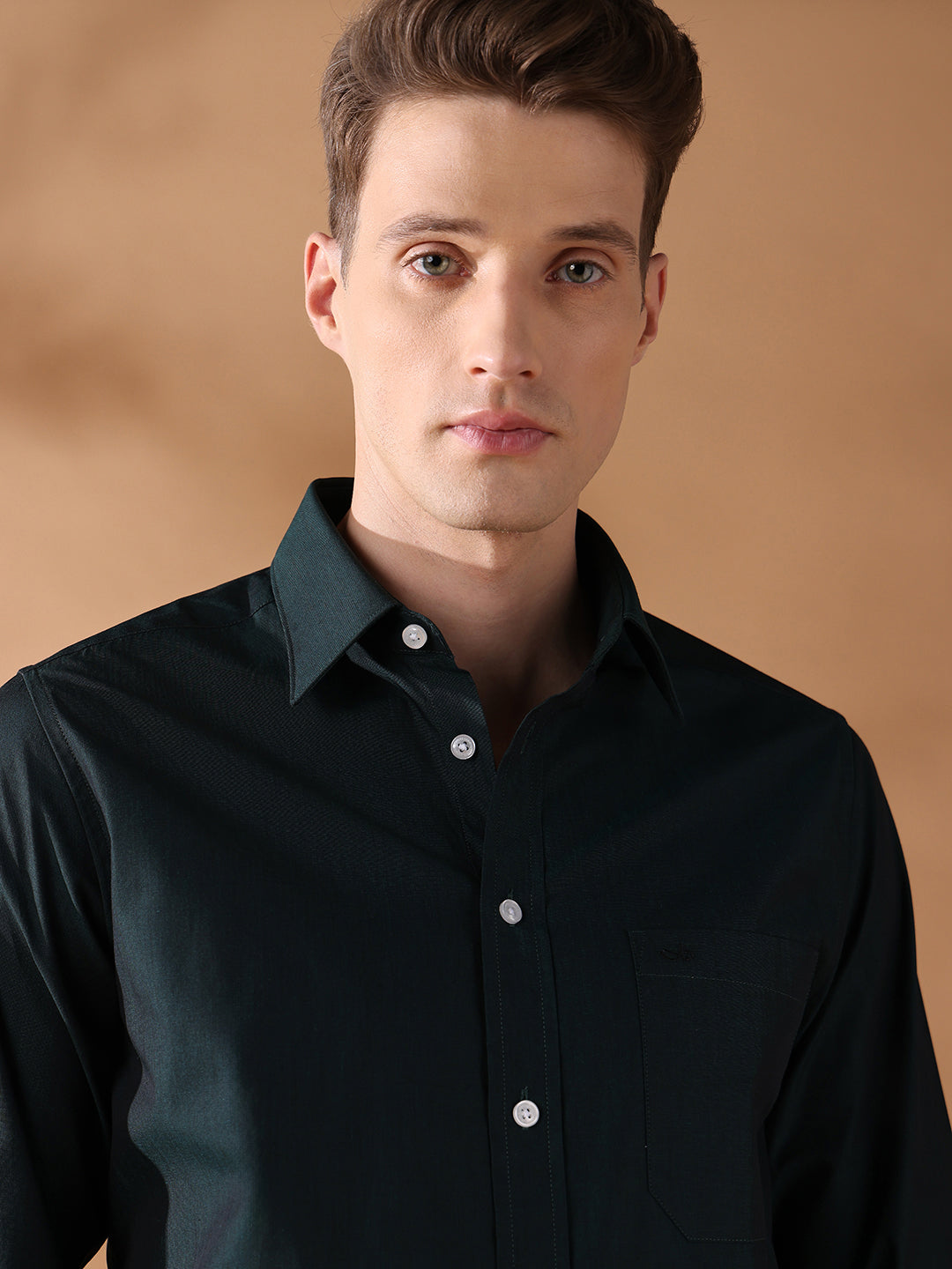 Green Regular Fit Solid Formal Shirt for Men (HILIA)