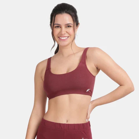 Wine color sports bra Envie non padded non wired full coverage comfortable gym workout bra for daily activewear