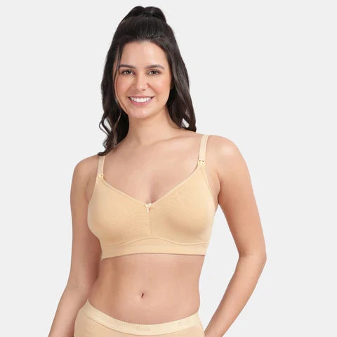 Envie maternity nursing bra non padded non wired 3/4th coverage NVB1116 nude soft breathable comfort bra for pregnancy and feeding