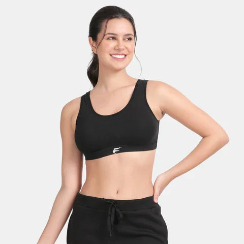 Black sports bra Envie non padded non wired full coverage comfortable gym workout bra for daily activewear