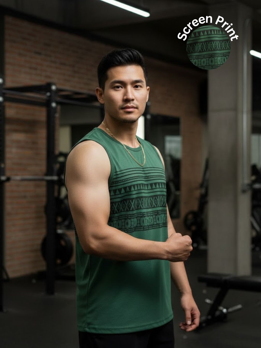 Plus Size Pack Of 2 Printed Drymove Men's Green and Maroon Cotton Sleeveless Vest T-Shirt Combo