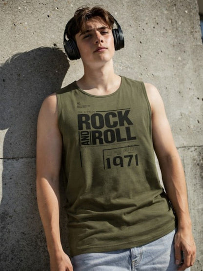 Plus Size Printed Round Neck Cotton Dark Grey and Army Green Sleeveless Gym Vest T-Shirt-Pack of 2