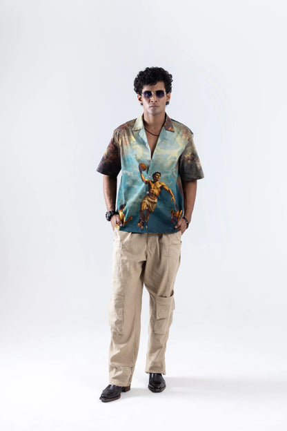 Court of Chaos Oversized Printed Cuban Collar Shirt
