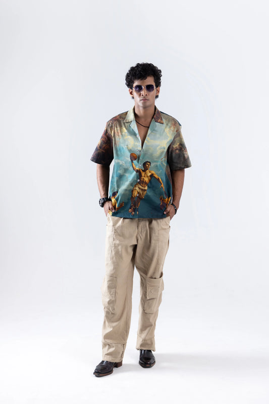 Court of Chaos Oversized Printed Cuban Collar Shirt